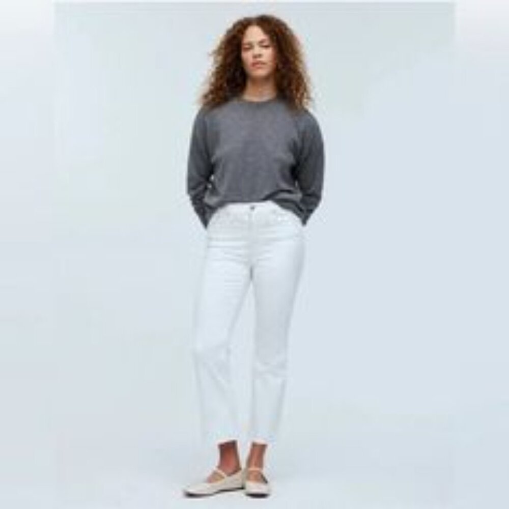 Madewell Mid Rise Kick out Crop Jeans Pure White Size 32 Women's White Jeans